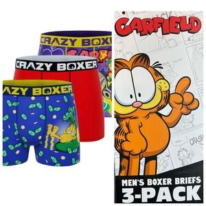 NIB Crazyboxer Garfield Men’s Boxer Briefs 3-Pack underwear non-slip waistband
